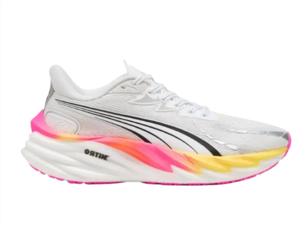 NEW PUMA women's velocity nitro 4 shoe in puma white/glowing red/poison pink
